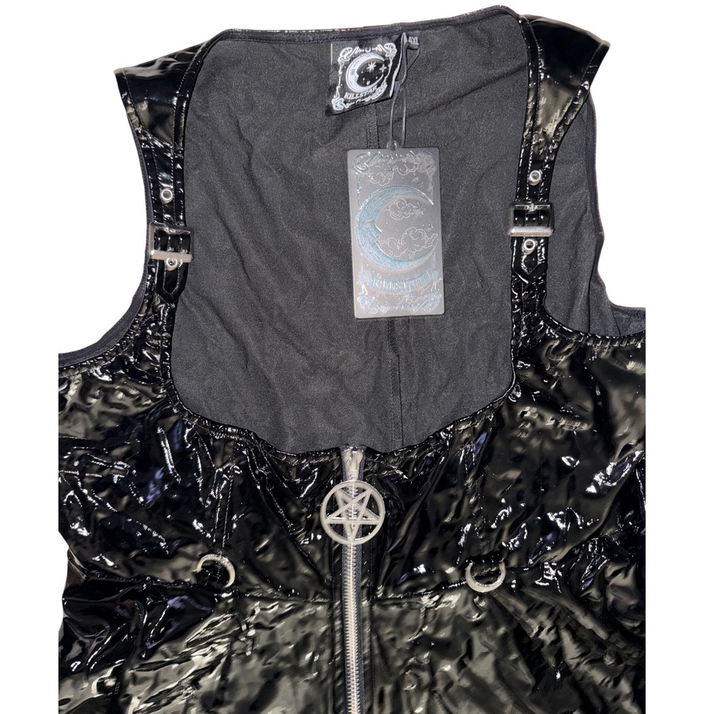 NWT‎  Vexellent Gloss Harness Dress Black Vinyl Pentagram Gothic Size 4XL - Picture 4 of 4